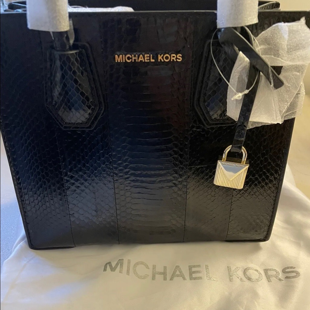 Michael Kors Leather Embossed Mini Mercer Tote Bag Purse New
